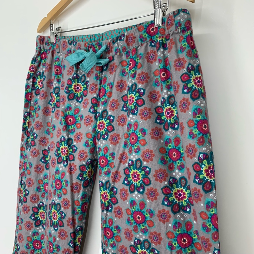 World Market Geometric Floral Boho Pajama Lounge Pants With Contrast Button Cuff - Picture 5 of 16